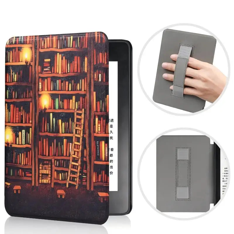 SA568B Leather Case for Kindle Paperwhite 12th Gen 2024 Signature Edition – 7-Inch Cover with Hand Strap & Auto Sleep