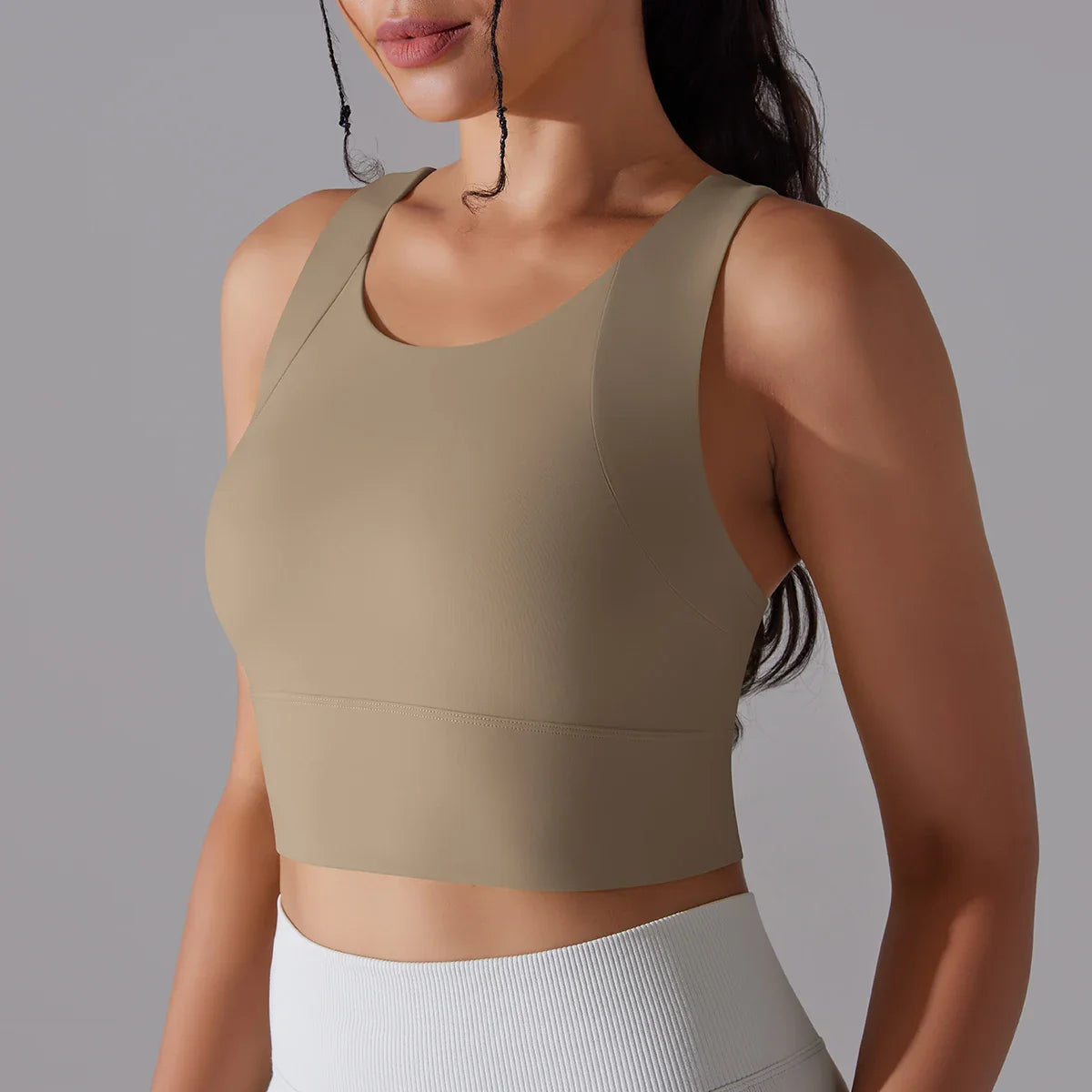 Women's Nylon Sports Bra – Elastic Yoga Crop Top, Stretch Gym Fitness Bra for Training & Activewear