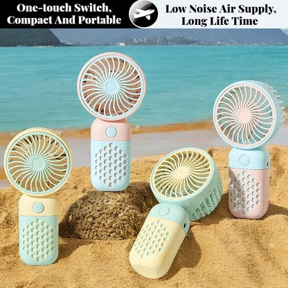 Mini Cartoon USB Handheld Fan – Portable Pocket-Sized Charging Fan for Home, Office, Outdoor & Student Dorm Use