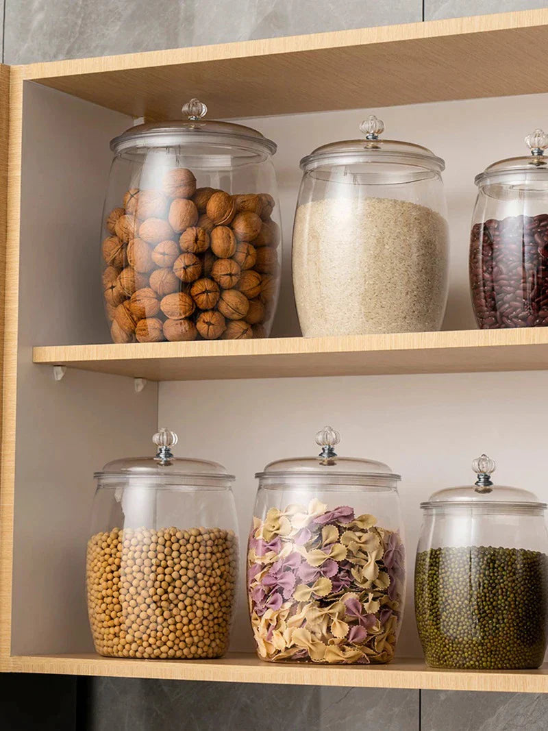 Plastic Food Storage Jar with Airtight Lid - 2.2/3.8/6.5L Flour, Grains, Candy & Cookie Canister