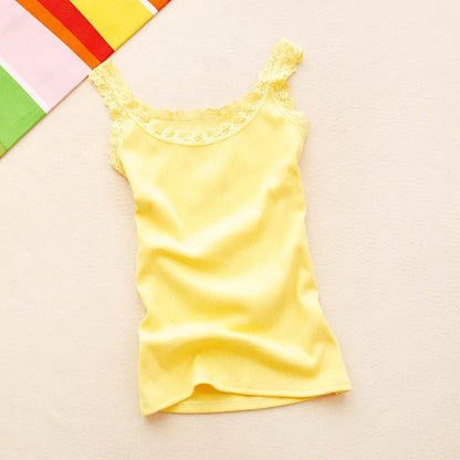 Women’s Summer Bodycon Sleeveless Tank Top – Sexy Lace Patchwork Slim Fit Camisole Vest Casual Fashion Tee Top