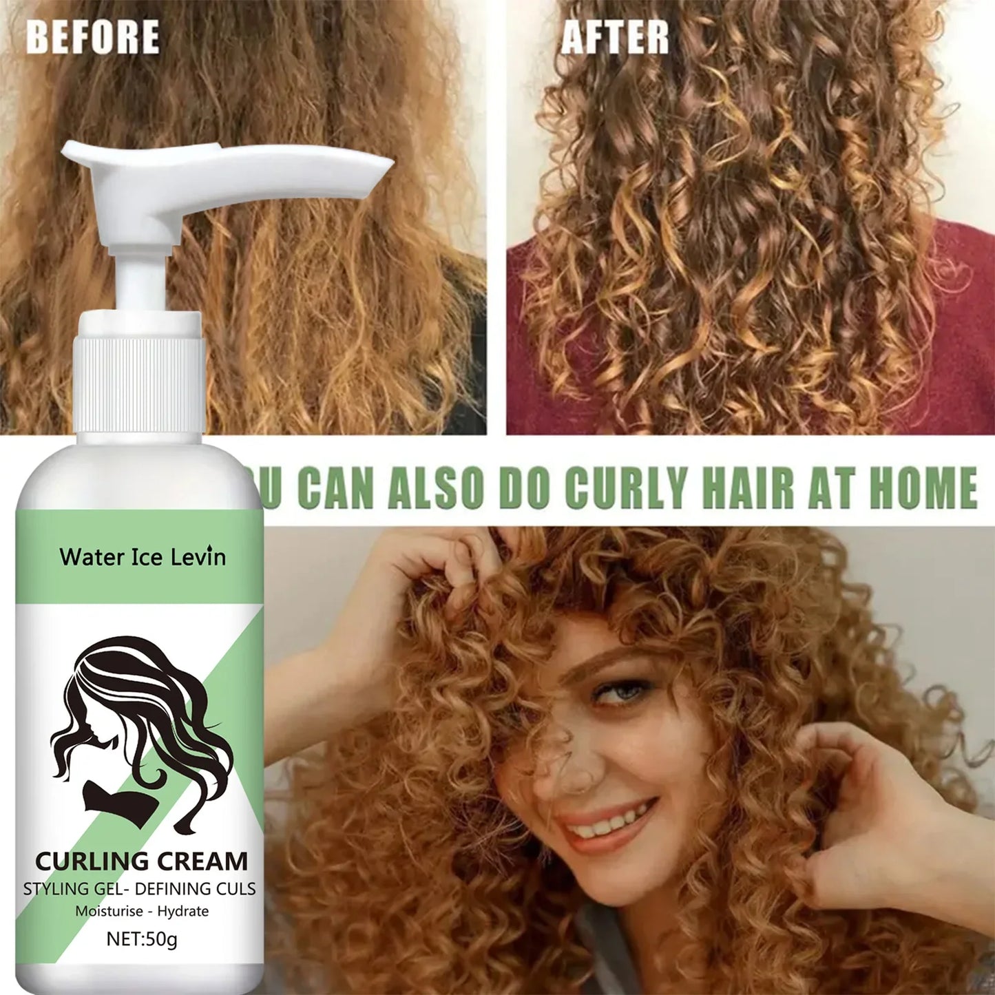 Curly Hair Styling Cream – Moisturizing & Smoothing Formula for Elasticity and Shine, Easy to Set