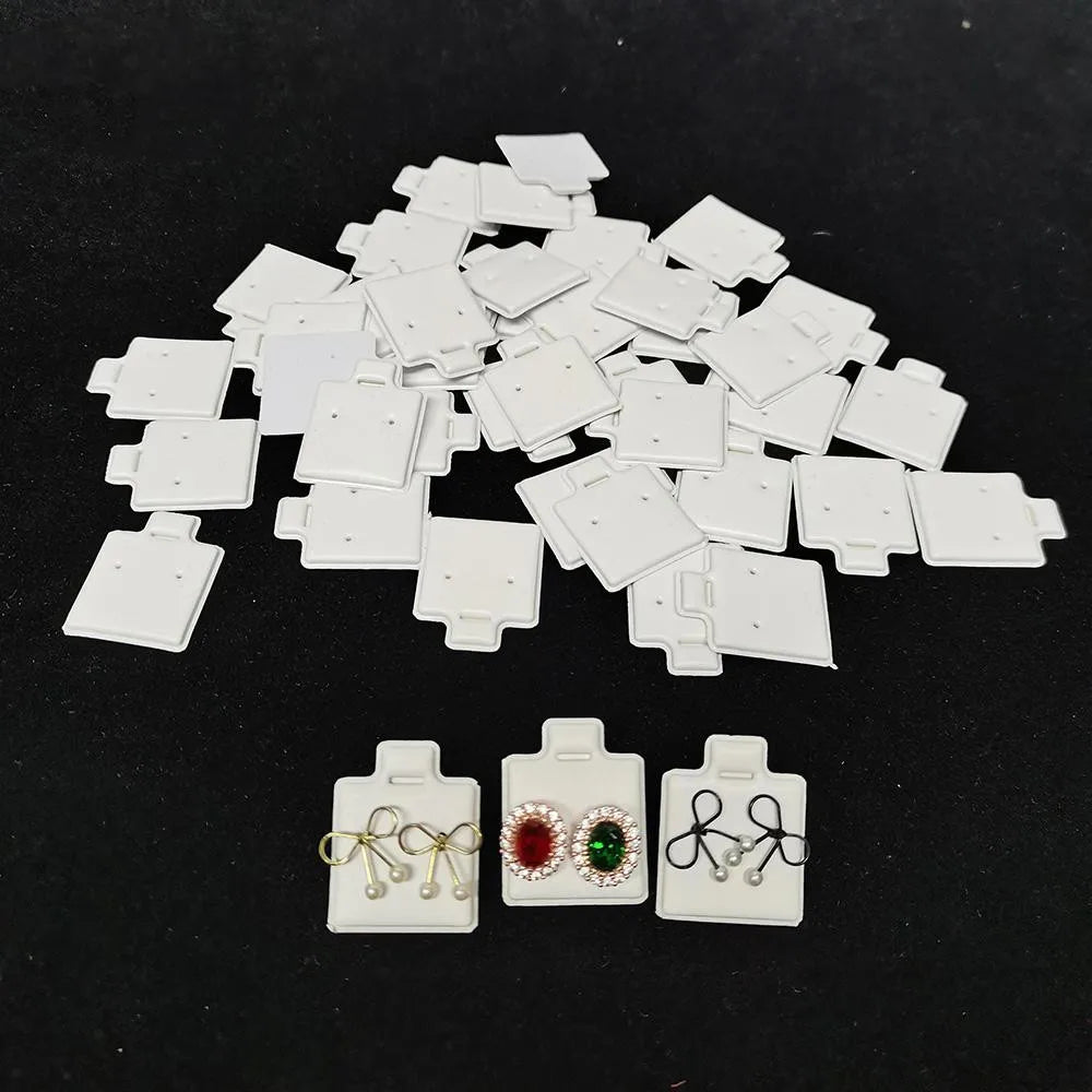 100PCS White Earring Cards with Puff Pad – Ear Studs Display Holder Tray Inserts Jewelry Organizer Wholesale