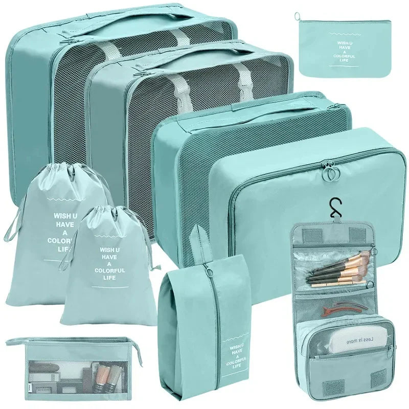 7–10 Pc Travel Organizer Storage Bags Set – Portable Packing Cubes for Suitcase, Clothes, Shoes & Luggage Tidy Pouch