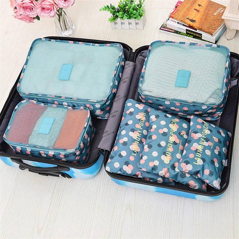 6PCS Travel Storage Bag Set – Clothes Organizer, Wardrobe Pouches & Packing Cubes for Suitcases