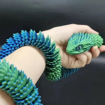 3D Printed Movable Joint Snake Figurine — Simulation Fidget Toy, Office Desktop Ornament, 2025 New Year Gift Craft