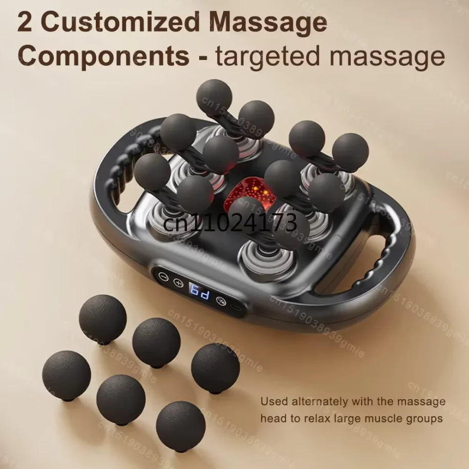 Fascia Massage Gun with 12/8 Heads — Electric Deep Tissue Muscle Relaxation Gun, High-Frequency Back & Body Massager