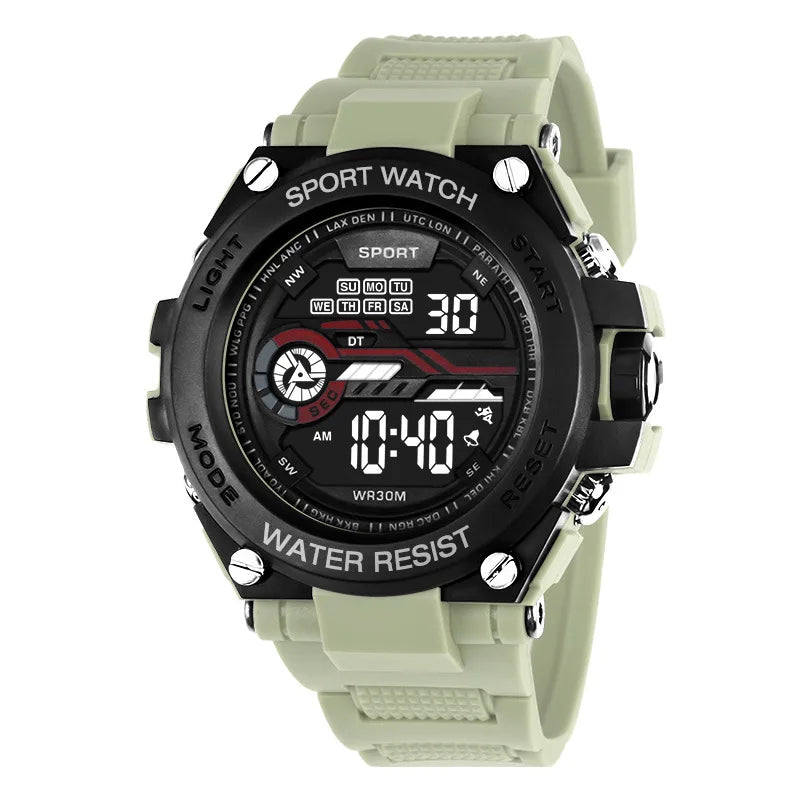 YIKAZE Men’s Waterproof Sports Watch — Multifunction LED Digital Military Watch with Alarm Clock