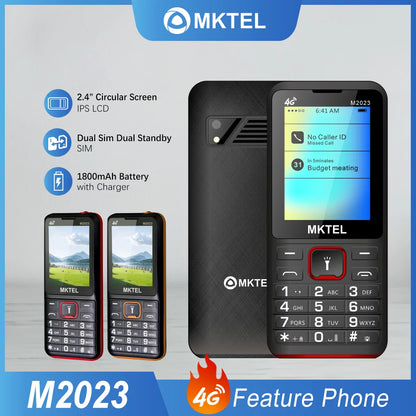 MKTEL M2023 4G Feature Phone – 2.4" Screen, Dual SIM, 1800mAh Battery, MP3/MP4/FM Radio, Puguang Lamp
