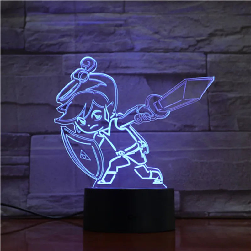 Zelda 3D Night Light Lamp – Link Breath of the Wild Anime Figure for Kids Gift