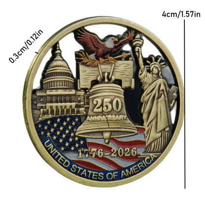 250th Anniversary America Commemorative Coin - Bronze Plated Statue of Liberty Collectible Souvenir for History Collectors