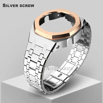 GEN4 Casioak GA2100 Mod Kit – Stainless Steel Case, Bezel, and Rubber Strap Replacement for G-SHOCK GA2100/GA2110