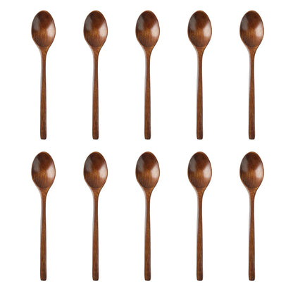 5-Piece Wooden Spoon and Fork Set – Eco-Friendly Natural Ellipse Ladle for Cooking, Tableware Accessories