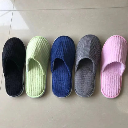 5 Pairs Mix Color Disposable Hotel Slippers – Cotton Non-Slip Slides for Men & Women Home, Travel, SPA & Hospitality Use