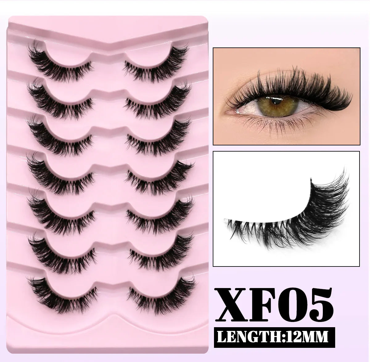 GROINNEYA Cat Eye False Eyelashes – Natural Long Clear Band Winged End Faux Mink Lashes for Eye-Enhancing Makeup