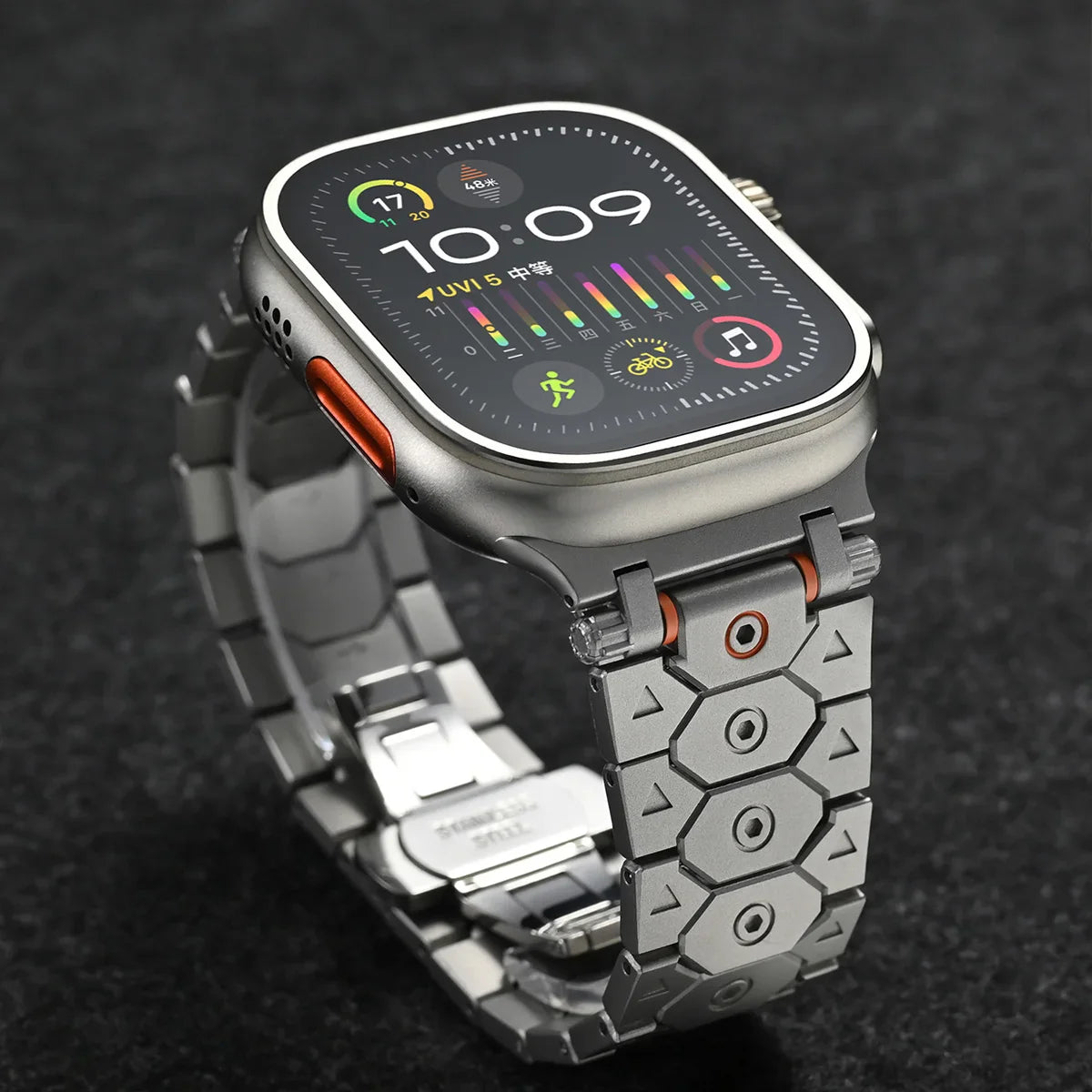 Luxury Titanium Color Apple Watch Band – Stainless Steel Metal Bracelet Strap for Ultra 2, Series 10–5, 42/44/45/49mm iWatch