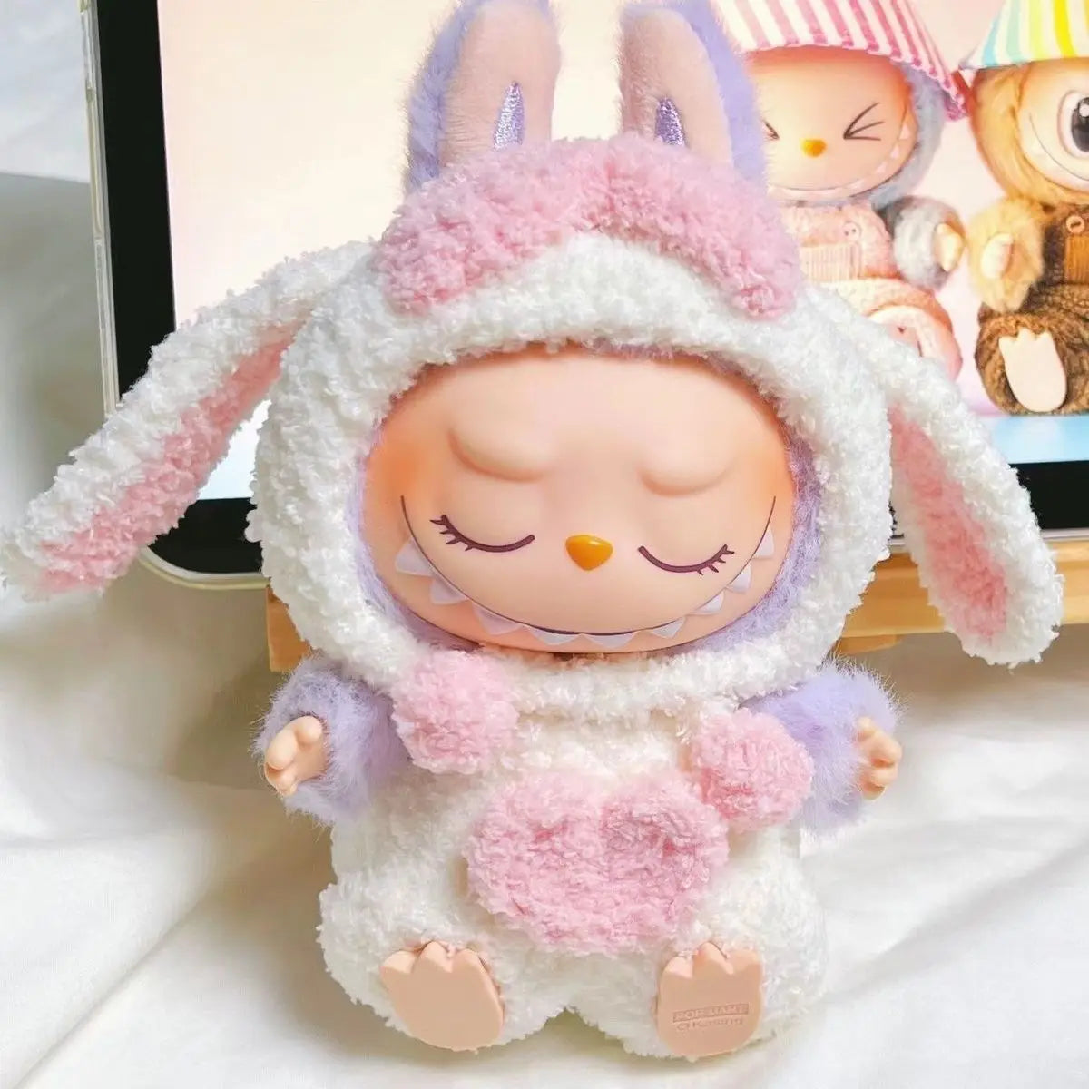Labubu 17cm Doll Clothes — Long Eared Furry Rabbit Costume DIY Outfit