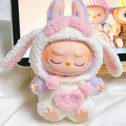 Labubu 17cm Doll Clothes — Long Eared Furry Rabbit Costume DIY Outfit