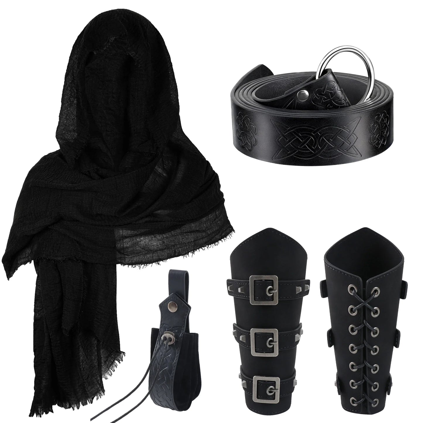 5PCS Medieval Viking Belt Pouch – Renaissance Steampunk Coin Bag for LARP & Cosplay