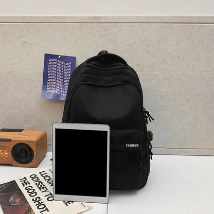 Large Capacity Black Backpack | Solid Color School & Travel Bag for High School & Middle School Students