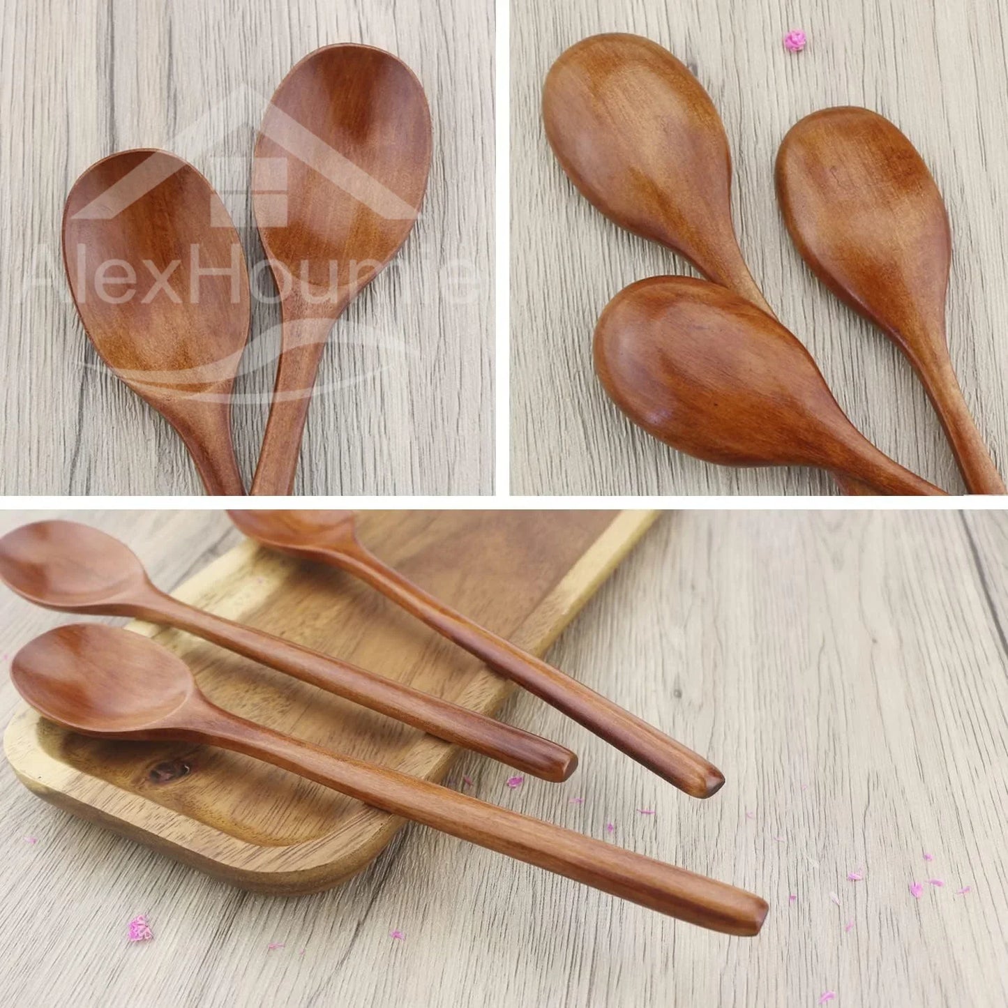 6-Piece Bamboo Wooden Spoon Set – 9” Korean Style Natural Wood Spoons for Soup, Cooking & Mixing