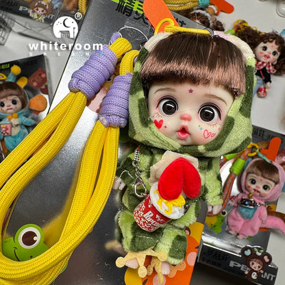 Mini Labbu Pocket Doll – Jointed Blythe-Style Boy & Girl Doll for Girls, Rainbow Ball Mobile Phone Decoration