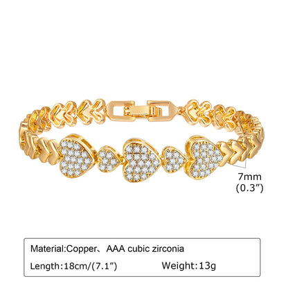 14K Gold Plated Paperclip Chain Bracelet with Cubic Zirconia Chunky Adjustable Link Jewelry for Women