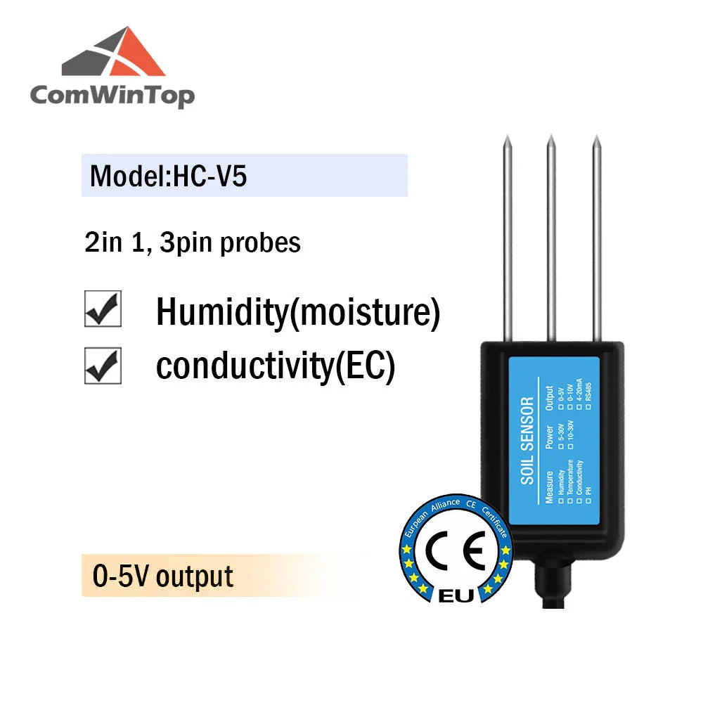 Soil Moisture, Temperature, Humidity, EC, pH & NPK Sensor - 4-20mA, 0-5V, RS485 Modbus for Accurate Soil Measurement
