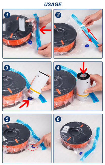 3D Printer Filament Storage Vacuum Bag – Humidity Resistant Sealing Bag for PLA, ABS, PETG Filament Drying
