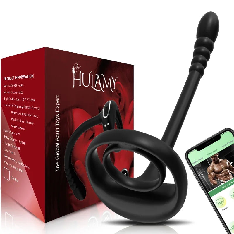 Bluetooth App-Controlled Prostate Massager – Anal Vibrator with Penis Ring & Testicle Massage for Men