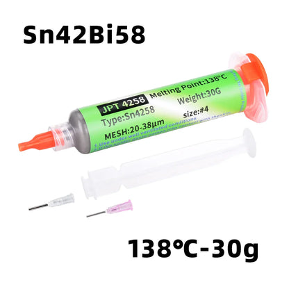 Sn42Bi58 SMD Welding Paste – 138°C Low Temperature Lead-Free No Clean Solder Paste for Phone Component Repair