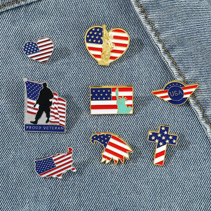 USA Flag Lapel Pin – Cute Coat of Arms & American Map Brooch, National Emblem Button Badge