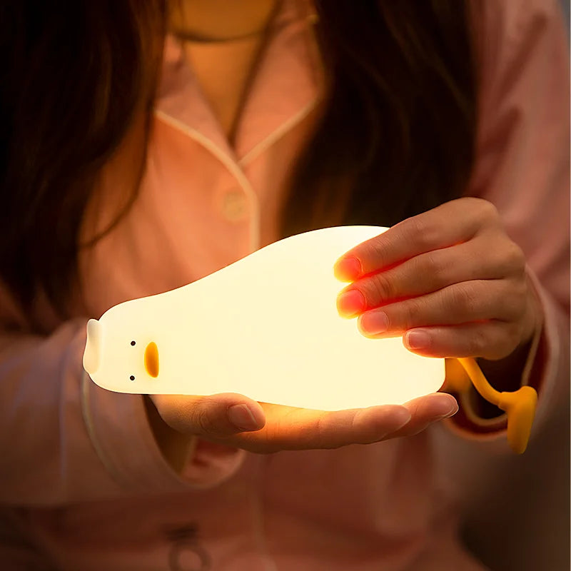 Duck LED Night Light – Rechargeable Pat Silicone Lamp, Cute Cartoon Bedside Nightlight for Kids, Home Decor & Birthday Gift