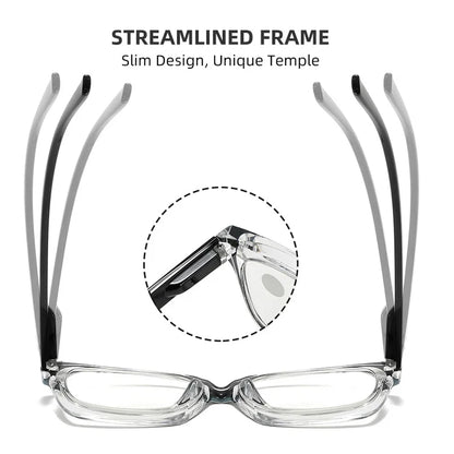 Photochromic Multifocal Reading Glasses – Ultralight Progressive Square Frame Anti-UV Presbyopia Eyewear for Men & Women