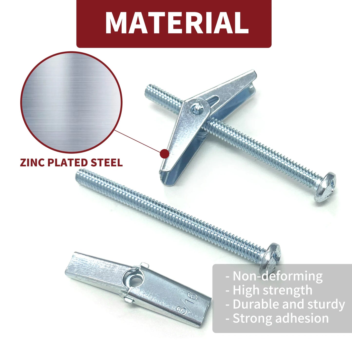 5-Piece Toggle Bolt & Wing Nut Set — Heavy-Duty Drywall Hanging Hardware 1/8", 3/16", 1/4"