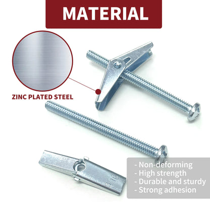 5-Piece Toggle Bolt & Wing Nut Set — Heavy-Duty Drywall Hanging Hardware 1/8", 3/16", 1/4"