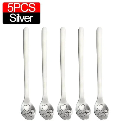 Cute Cat Claw Stainless Steel Spoon Set (1/8PCS) – 304 Dessert, Ice Cream, Coffee & Tea Spoon Kitchen Tableware