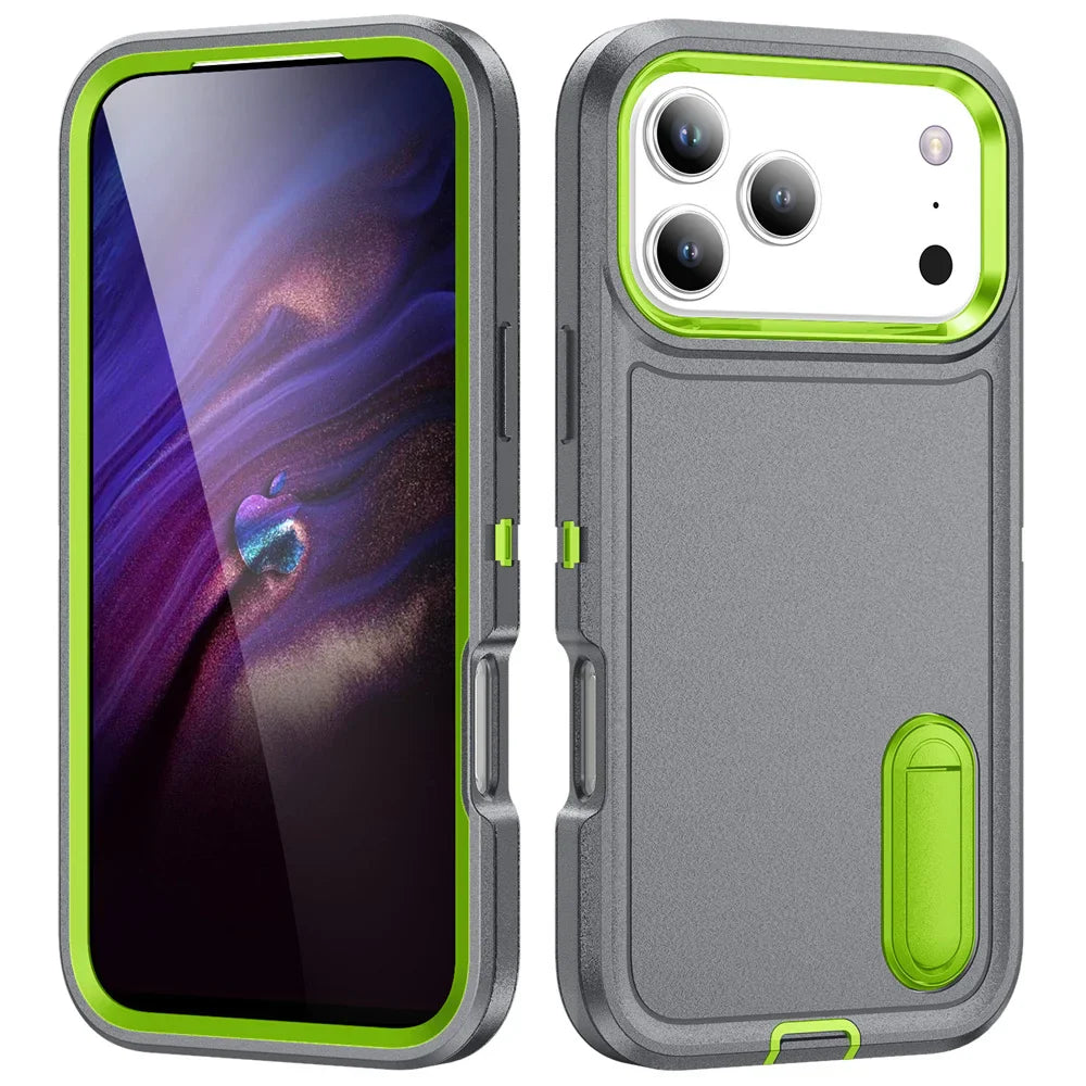 Heavy Duty Armor Phone Case for iPhone – Shockproof Stand Cover with Kickstand for iPhone 11 to 17 Series