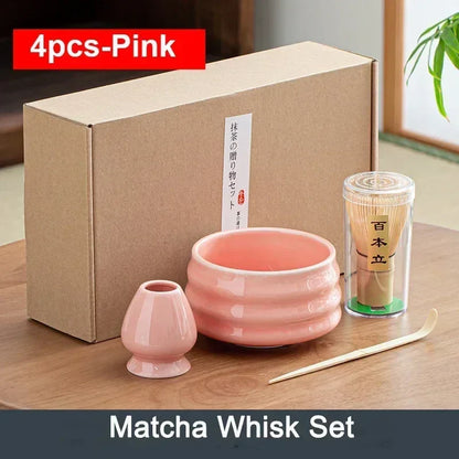 4/6Pcs Bamboo Matcha Tea Whisk Set – Scoop, Brush, Strainer & Bowl for Japanese Tea Ceremony