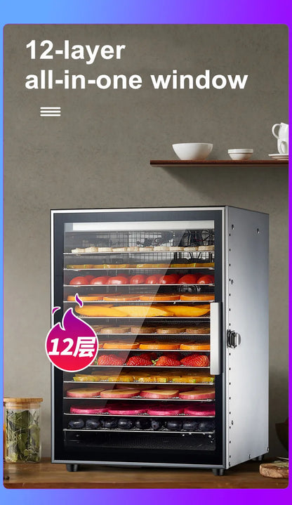 220V/110V Commercial Food Dehydrator – Stainless Steel Fruit & Vegetable Dryer for Snacks