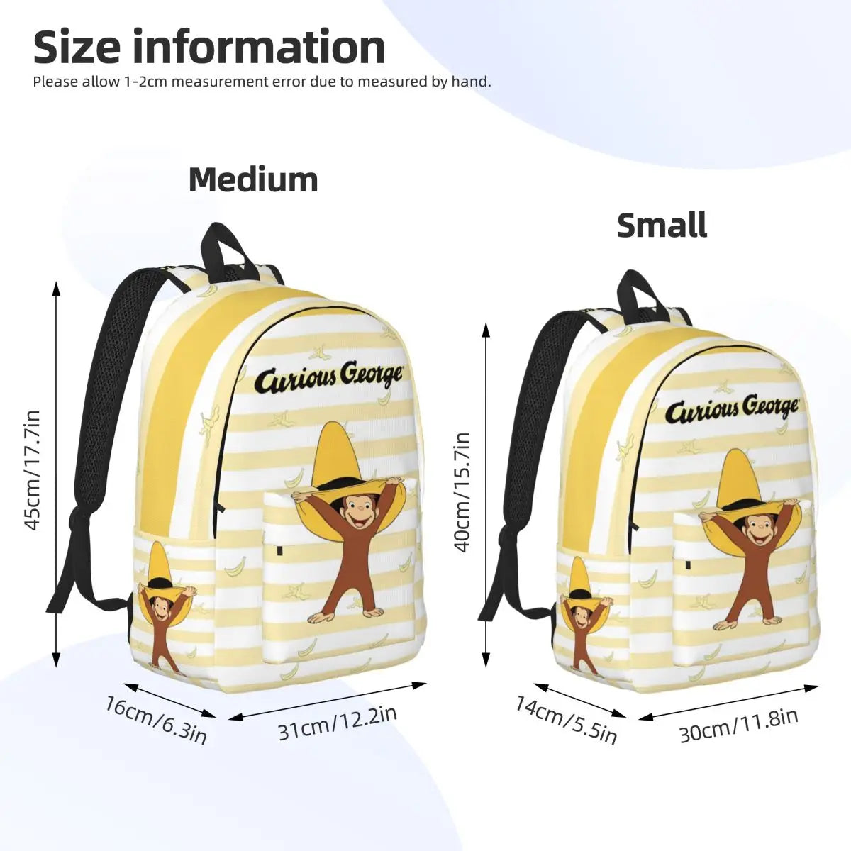 Curious George Cartoon Monkey Backpack - Casual Laptop Shoulder Bag for Students, Work, Travel & Outdoor Use