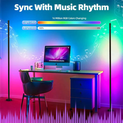 Smart RGB LED Floor Lamp - Remote & APP Control, Music Sync, Timer, Modern Corner Lighting for Bedroom & Living Room