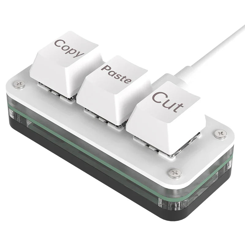 RGB 3-Key Mini Macro Keyboard — Hotswap Keypad for Photoshop, Gaming & Programming