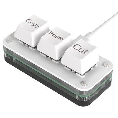 RGB 3-Key Mini Macro Keyboard — Hotswap Keypad for Photoshop, Gaming & Programming