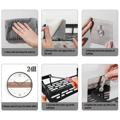 Aluminum Alloy Bathroom Shelf - No Drill Kitchen Storage Organizer, Shampoo Rack, Shower Shelf, Easy Install Bathroom Accessories