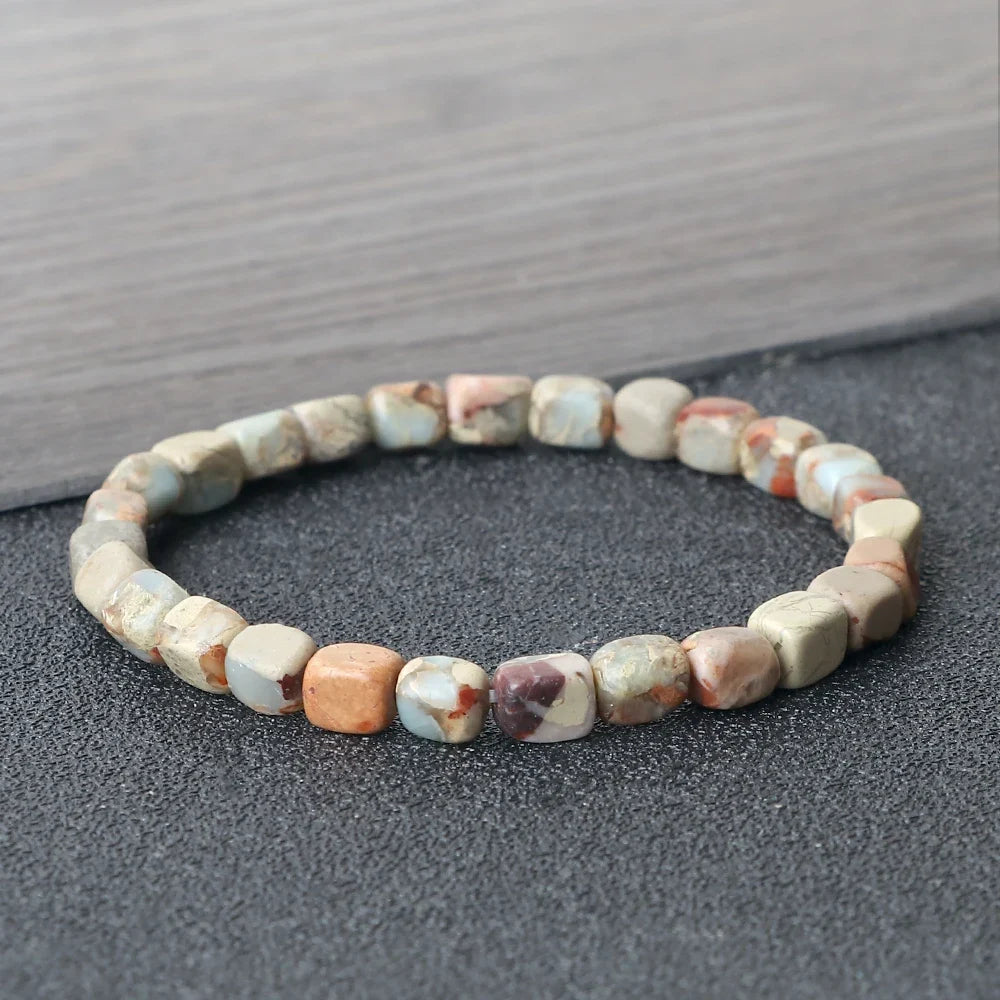 Natural Onyx Stone Bracelet - Bohemian Vintage Charm Elastic Yoga Jewelry for Women & Men