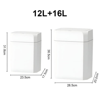 Smart Sensor Trash Can - 12/16L Automatic Anti-Odor Electric Waste Bin for Bathroom & Toilet