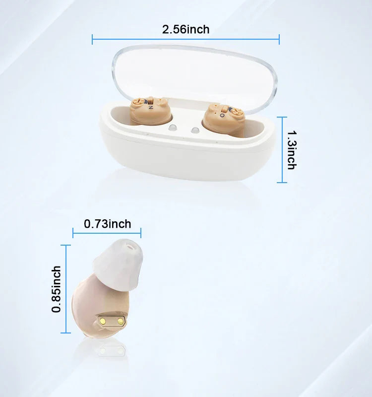 Mini Rechargeable Hearing Aid – Type-C Charging with Case, Long-Lasting Battery & Adjustable Sound Amplifier
