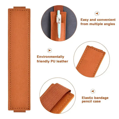 Leather Adjustable Elastic Band Pen Holder – Pen Pouch for Planner, Notebook Pen Holder – Versatile Notebook Accessory