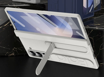 Original Silicone Grip Phone Case for Samsung Galaxy Z Fold 4-7 – Stand & Hinge Protective Cover with Glass Film